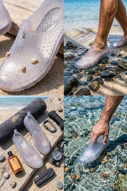 KOSSH Unisex Şeffaf Deniz Ayakkabısı - Kaymaz Taban Plaj ve Havuz Sandaleti