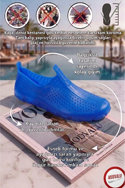 KOSSH Unisex Şeffaf Deniz Ayakkabısı - Kaymaz Taban Plaj ve Havuz Sandaleti