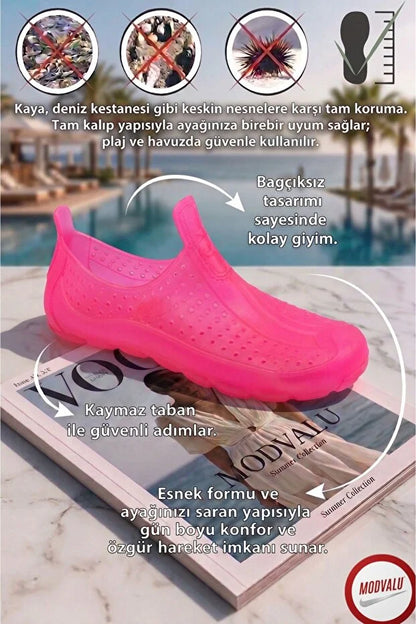 KOSSH Unisex Şeffaf Deniz Ayakkabısı - Kaymaz Taban Plaj ve Havuz Sandaleti